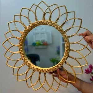 বেতের শাপলা ডিজাইন ওয়াল মিরর