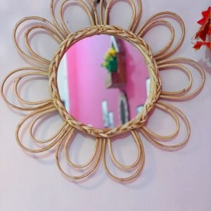 বেতের ফ্লাওয়ার ডিজাইন ওয়াল মিরর